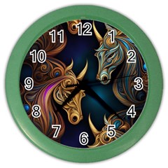 Pattern With Horses Color Wall Clock by 2607694a