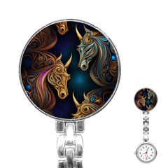 Pattern With Horses Stainless Steel Nurses Watch by 2607694a