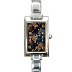 Pattern With Horses Rectangle Italian Charm Watch by 2607694a