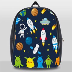 Big Set Cute Astronauts Space Planets Stars Aliens Rockets Ufo Constellations Satellite Moon Rover V School Bag (xl) by Bedest