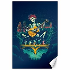 Grateful Dead Singing Skeleton Canvas 24  X 36  by Bedest