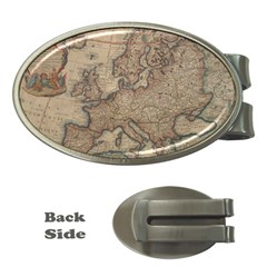 Old Vintage Classic Map Of Europe Money Clips (oval)  by Paksenen