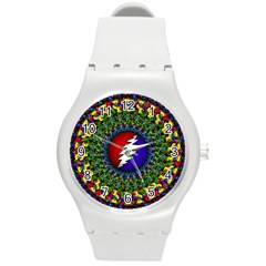 Grateful Dead Bear Pattern Round Plastic Sport Watch (m) by Maspions