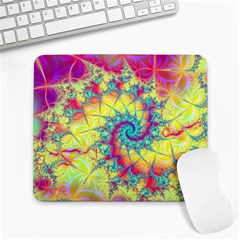 Fractal Spiral Abstract Background Vortex Yellow Large Mousepad by Ket1n9