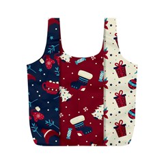 Flat Design Christmas Pattern Collection Art Full Print Recycle Bag (m) by Ket1n9