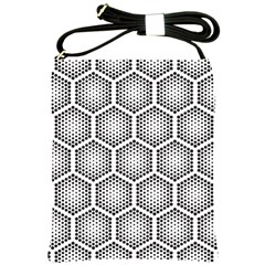 Halftone Tech Hexagons Seamless Pattern Shoulder Sling Bag by Ket1n9