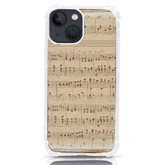 Vintage Beige Music Notes Iphone 13 Mini Tpu Uv Print Case by Loisa77