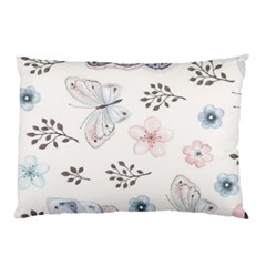 Butterflies Cute Flower Pastel Pattern Pillow Case by Loisa77