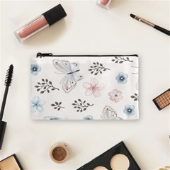 Butterflies Cute Flower Pastel Pattern Cosmetic Bag (small) by Loisa77