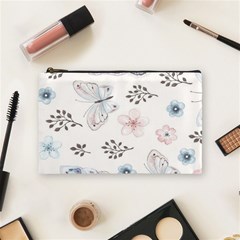 Butterflies Cute Flower Pastel Pattern Cosmetic Bag (medium) by Loisa77