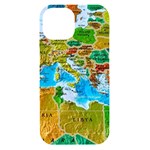 World Map iPhone 15 Black UV Print PC Hardshell Case Front