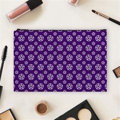 White Pentacle And Purple Pattern Cosmetic Bag (large) by cheekywitch