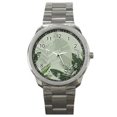 Banana Leaf Plant Pattern Sport Metal Watch by anzea