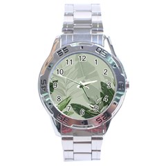 Banana Leaf Plant Pattern Stainless Steel Analogue Watch by anzea