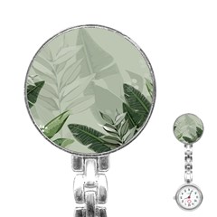 Banana Leaf Plant Pattern Stainless Steel Nurses Watch by anzea