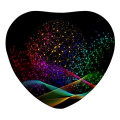 Particles Waves Line Multicoloured Heart Glass Fridge Magnet (4 Pack) by Proyonanggan