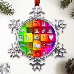 Colorful 3d Social Media Metal Large Snowflake Ornament by Ket1n9