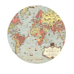 Vintage Old Antique World Map Mini Round Pill Box by Bedest