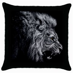 Angry Male Lion Wild Animal Throw Pillow Case (black) by Loisa77