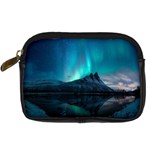 Aurora Borealis Mountain Reflection Digital Camera Leather Case Front