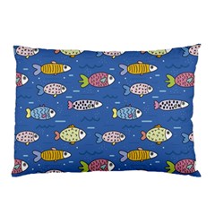 Sea Fish Blue Submarine Animals Pillow Case by Loisa77