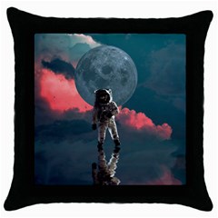 Astronaut Moon Space Nasa Planet Throw Pillow Case (black) by Loisa77