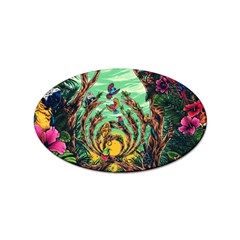 Monkey Tiger Bird Parrot Forest Jungle Style Sticker (oval) by Grandong