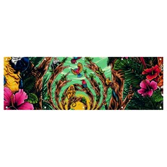 Monkey Tiger Bird Parrot Forest Jungle Style Banner And Sign 12  X 4  by Grandong