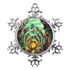 Monkey Tiger Bird Parrot Forest Jungle Style Metal Large Snowflake Ornament by Grandong