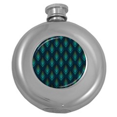 Peacock Texture 3d Pattern Peacock Texture Round Hip Flask (5 Oz) by Loisa77