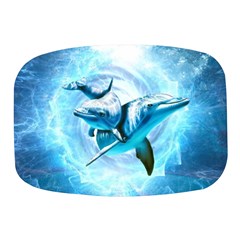 Dolphin Blue Fantasy Mini Square Pill Box by Loisa77