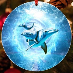 Dolphin Blue Fantasy Uv Print Acrylic Ornament Round by Loisa77