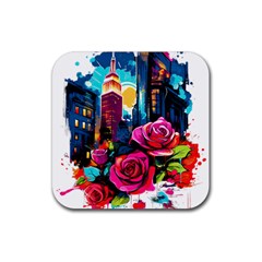 City Rose 2-gigapixel-art-scale-4 00x Rubber Coaster (square) by BrightWear