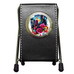 City Rose 2-gigapixel-art-scale-4 00x Pen Holder Desk Clock by BrightWear