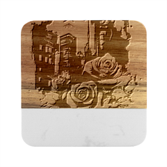 City Rose 2-gigapixel-art-scale-4 00x Marble Wood Coaster (square) by BrightWear