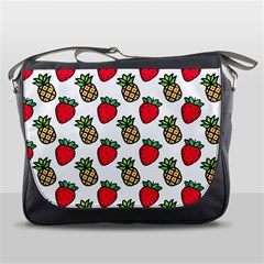 Strawberries Pineapples Fruits Messenger Bag by Loisa77