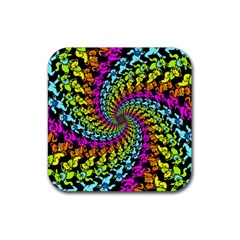 3d Grateful Dead 90 s Neon Dancing Bears Rubber Coaster (square) by Perong