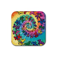 Tie Dye Grateful Dead Bears Rubber Coaster (square) by Perong