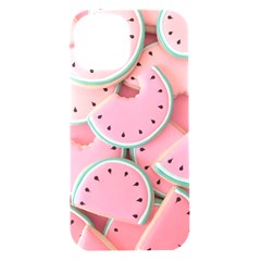 Aesthetic Cute Kawaii Watermelon Iphone 15 Black Uv Print Pc Hardshell Case by Perong