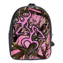 Pink Browning Deer Glitter Camo School Bag (large) by Perong