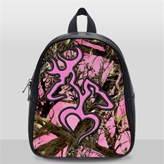 Pink Browning Deer Glitter Camo School Bag (small) by Perong