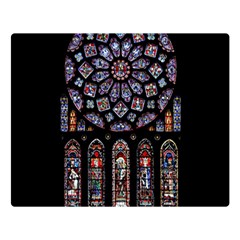 Chartres Cathedral Notre Dame De Paris Stained Glass Premium Plush Fleece Blanket (large) by Grandong