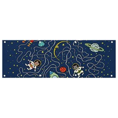 Cat Space Astronaut Rocket Maze Banner And Sign 9  X 3  by Perong