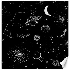 Black Space Drawing Art Planet Drawing Stars Black Space Galaxy Outer Space Canvas 20  X 20  by Perong