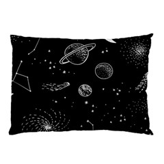 Black Space Drawing Art Planet Drawing Stars Black Space Galaxy Outer Space Pillow Case by Perong