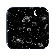 Black Space Drawing Art Planet Drawing Stars Black Space Galaxy Outer Space Square Metal Box (black) by Perong