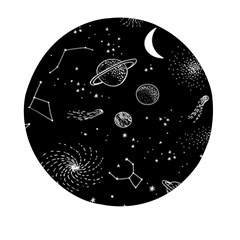 Black Space Drawing Art Planet Drawing Stars Black Space Galaxy Outer Space Mini Round Pill Box (pack Of 3) by Perong