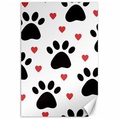 Dog Paw Vector Seamless Pattern With Hearts Canvas 24  X 36  by Perong