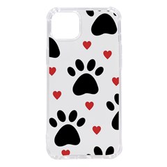 Dog Paw Vector Seamless Pattern With Hearts Iphone 14 Plus Tpu Uv Print Case by Perong