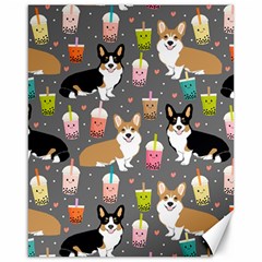 Corgi Boba Tea Bubble Tea Kawaii Food Welsh Corgis Dog Canvas 16  X 20  by Perong